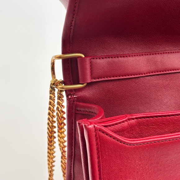 Saint Laurent Becky Quilted Leather Shoulder Bag Red Gold Hardware - Picture 10 of 13